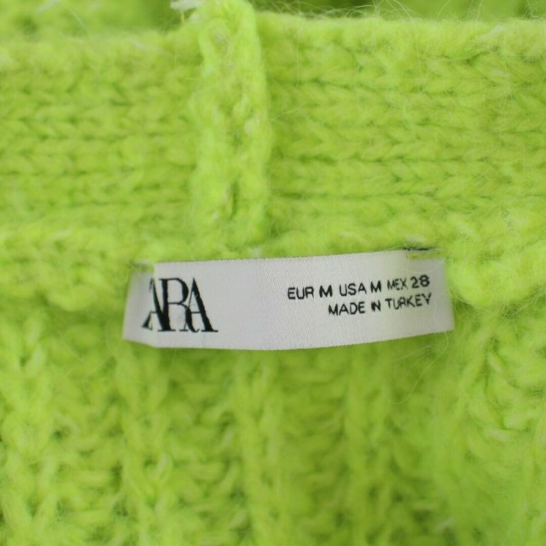 ZARA(ザラ)のザラ ZARA オーバーサイズニットカーディガン 長袖 厚手 M 黄緑 レディースのトップス(カーディガン)の商品写真