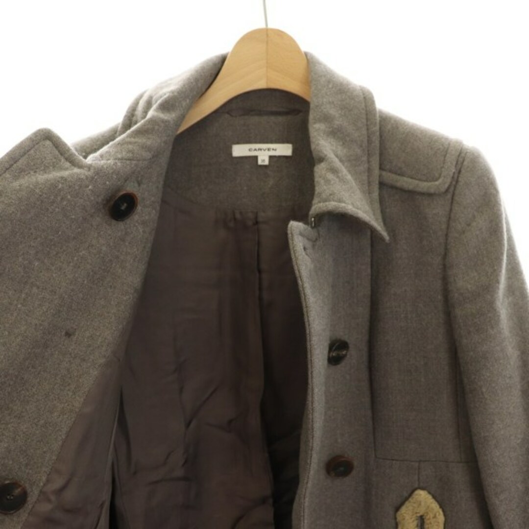 CARVEN(カルヴェン)のカルヴェン ステンカラーコート アウター ウール 麻混 36 S グレー レディースのジャケット/アウター(その他)の商品写真