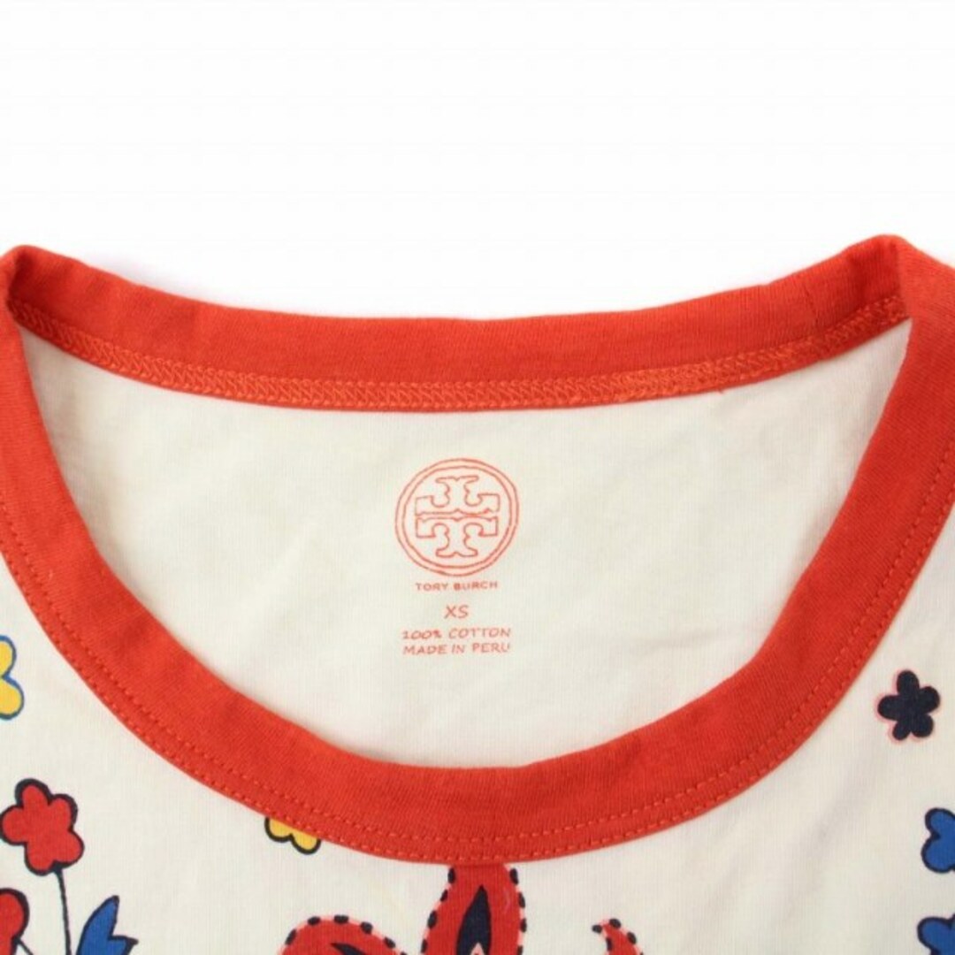 Tory Burch(トリーバーチ)のトリーバーチ Tシャツ 半袖 花柄 クルーネック XS アイボリー レディースのトップス(Tシャツ(半袖/袖なし))の商品写真