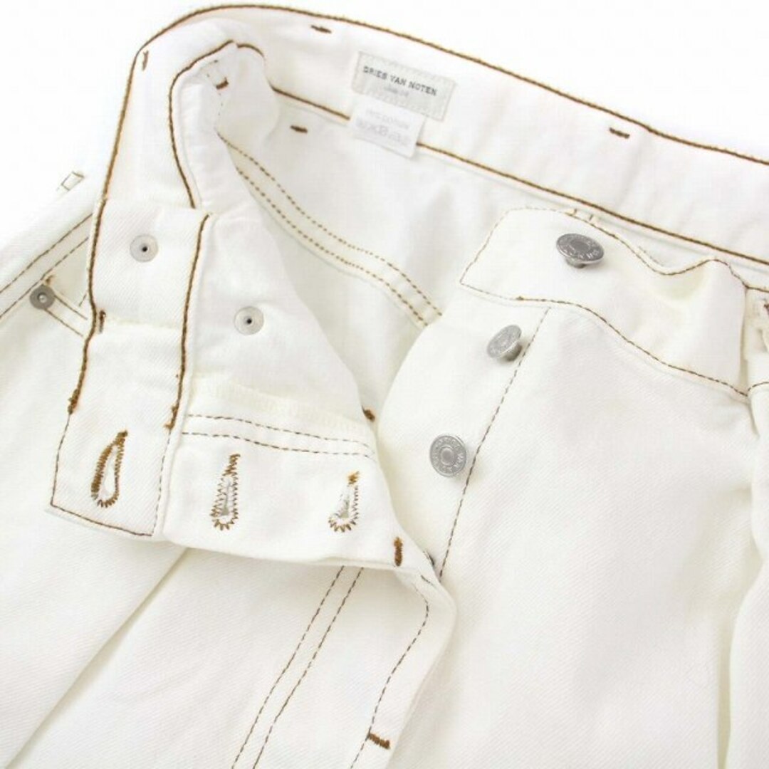 DRIES VAN NOTEN(ドリスヴァンノッテン)のドリスヴァンノッテン デニムスカート ロング 台形 ボタンフライ 34 XS 白 レディースのスカート(ロングスカート)の商品写真