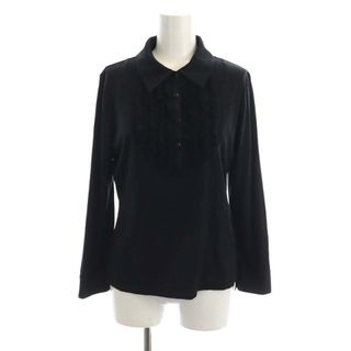 クレージュ(Courreges)のクレージュ courreges カットソー 長袖 フリル  40 M～L 黒(カットソー(長袖/七分))