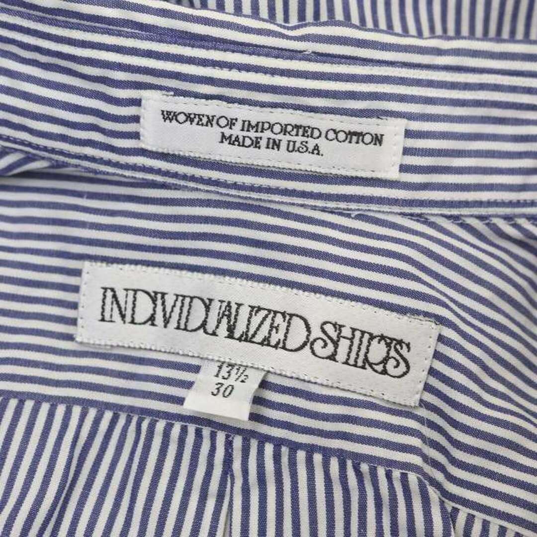 INDIVIDUALIZED SHIRTS(インディヴィジュアライズドシャツ)のインディビジュアライズドシャツ ワイシャツ 長袖 ボタンダウン S 青 白 メンズのトップス(シャツ)の商品写真