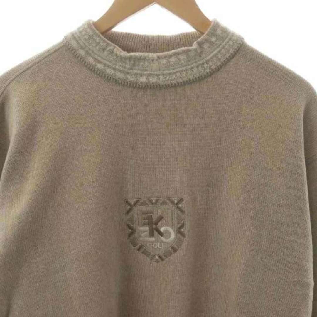 KENZO(ケンゾー)のケンゾー ゴルフ ロゴ刺繍 ウール ニット セーター 4 ベージュ /MI メンズのトップス(ニット/セーター)の商品写真