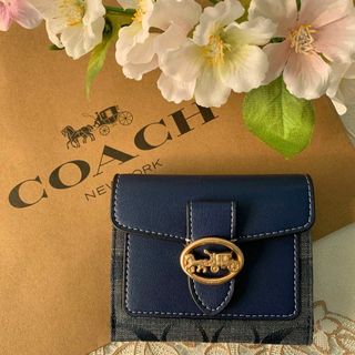 コーチ(COACH)のCOACH コーチ カラーブロック デニム ブルー(財布)