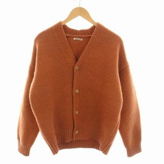 AURALEE 17AW カーディガン ニット Vネック 長袖 オレンジブラウン(カーディガン)