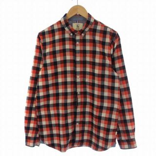 エーグル(AIGLE)のAIGLE シャツ 長袖 ボタンダウン チェック柄 M オレンジ 黒(シャツ)