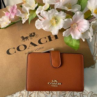 コーチ(COACH)のCOACH シンプル サドルブラウン 二つ折り(財布)