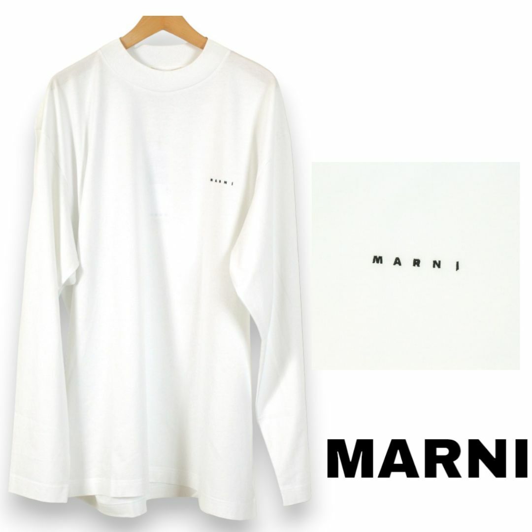 Marni(マルニ)のマルニ　メンズ　ロングスリーブTシャツ　ロンT　長袖　ミニロゴ　ホワイト　50 メンズのトップス(Tシャツ/カットソー(七分/長袖))の商品写真