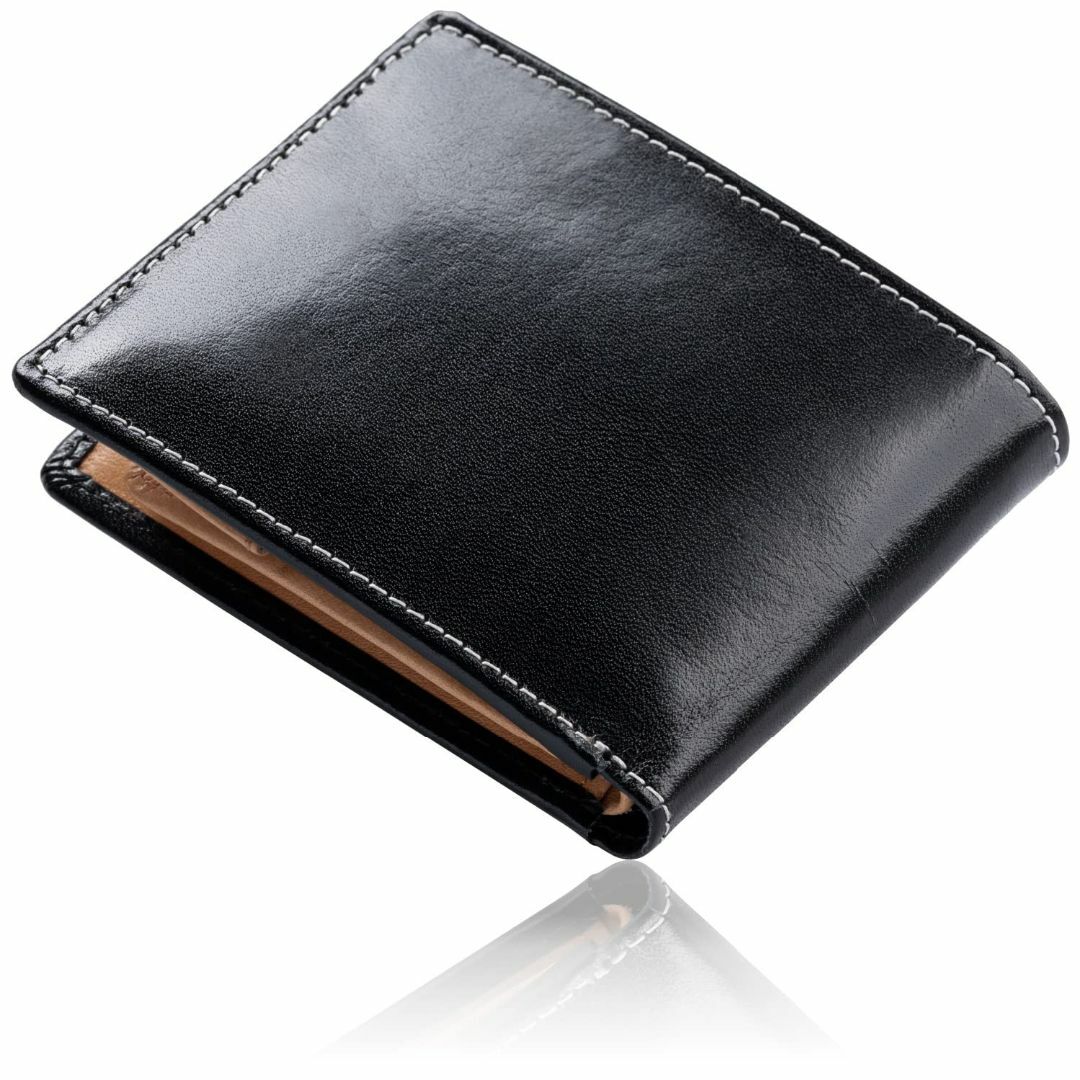 [ムラ] 財布 イタリアンレザー フルグレインレザー メンズ 二つ折り スキミン約17cm重量
