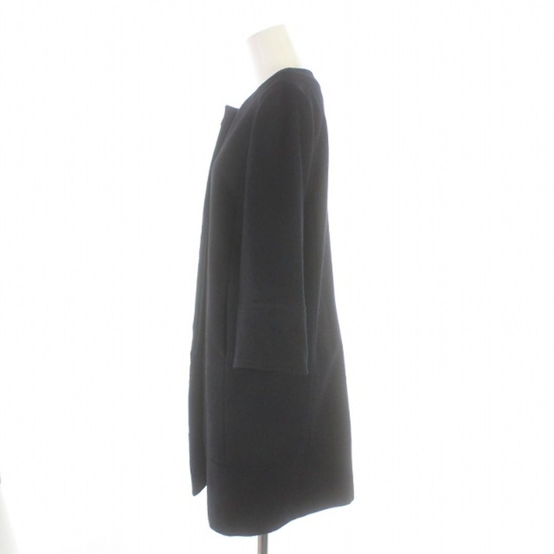 M-premier(エムプルミエ)のエムプルミエ ノーカラーコート ミドル 七分袖 ウール カシミヤ混 36 S 黒 レディースのジャケット/アウター(その他)の商品写真