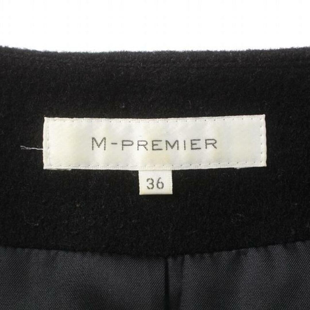 M-premier(エムプルミエ)のエムプルミエ ノーカラーコート ミドル 七分袖 ウール カシミヤ混 36 S 黒 レディースのジャケット/アウター(その他)の商品写真