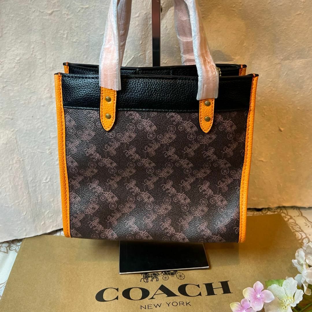 COACH コーチ ダークブラウン ブラック オレンジ 馬車 シグネチャーの