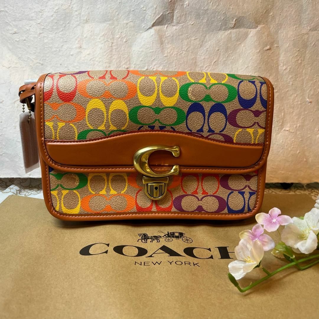 COACHCOACH コーチ ベージュ レインボー カラー シグネチャー