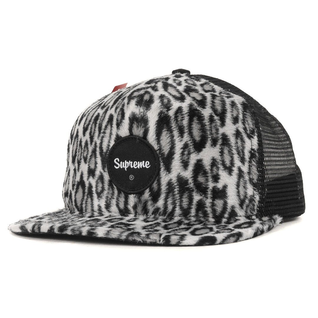 キャップ新品 Supreme シュプリーム キャップ 20SS レオパード柄 フェイクファー メッシュキャップ Leopard Mesh Back 5-Panel ブラック 帽子 スナップバック【メンズ】