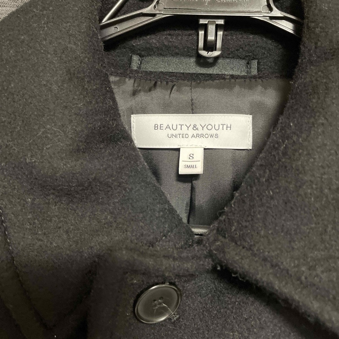 BEAUTY&YOUTH UNITED ARROWS(ビューティアンドユースユナイテッドアローズ)のBY メルトン バルカラー コート Sサイズ ブラック メンズのジャケット/アウター(ステンカラーコート)の商品写真
