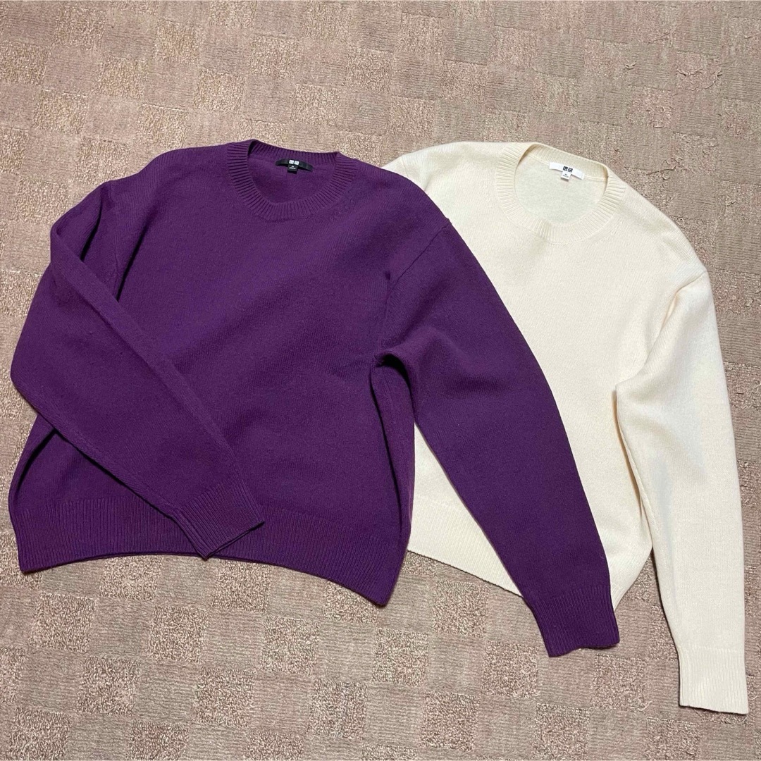 UNIQLO(ユニクロ)の美品　ユニクロ　プレミアムラムウール　クルーネック　セーター　XL　2枚セット レディースのトップス(ニット/セーター)の商品写真