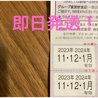 【即日発送！】東京テアトル 株主優待 映画ご招待券2枚(2024/1/31まで)(その他)