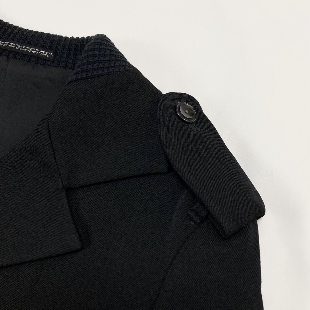 ヨウジヤマモト02AW ウールツイル レザー切替 スナップ釦 ヨウジヤマモト02AW ウールツイル レザー切替 スナップ釦