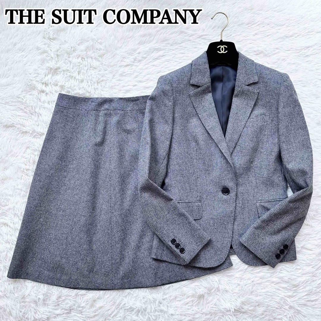THE SUIT COMPANY(スーツカンパニー)のザスーツカンパニー スカートスーツ ビジネススーツ ウール シルク混紡 グレー レディースのフォーマル/ドレス(スーツ)の商品写真