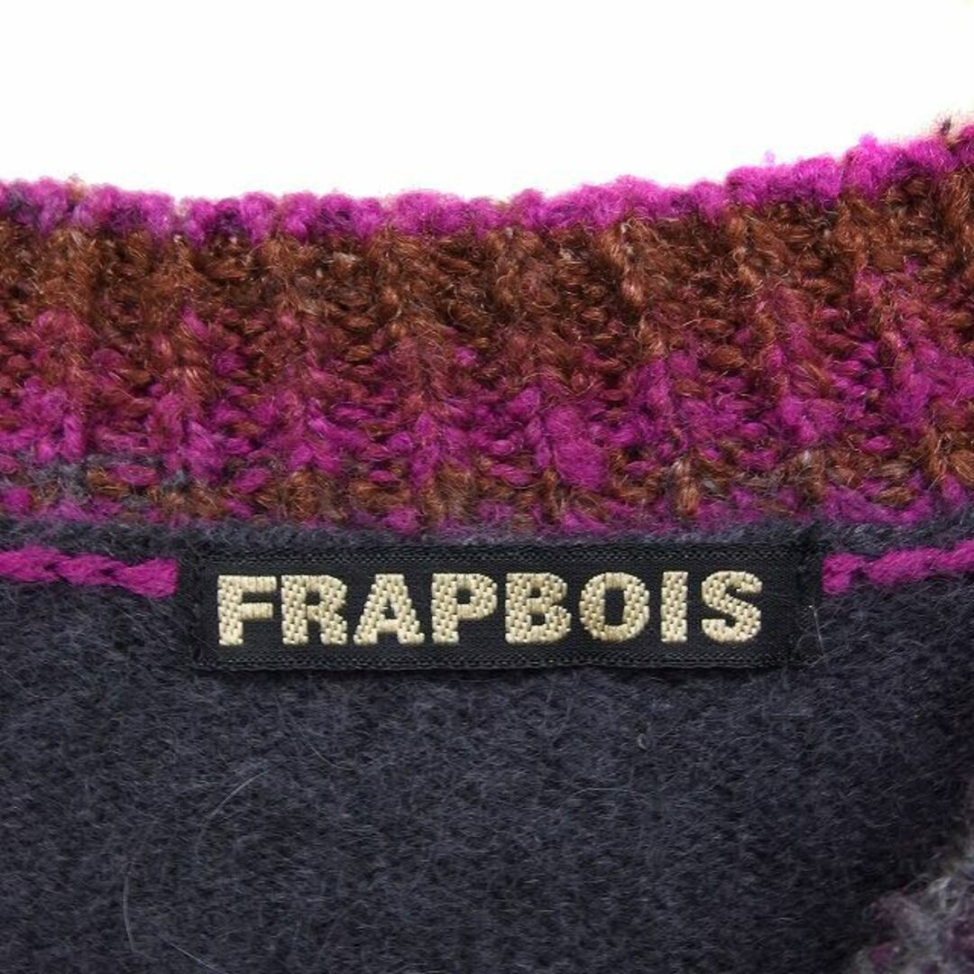 FRAPBOIS(フラボア)のフラボア FRAPBOIS ニット Vネックカーディガン ロゴバッチ アンゴラ混 レディースのトップス(カーディガン)の商品写真