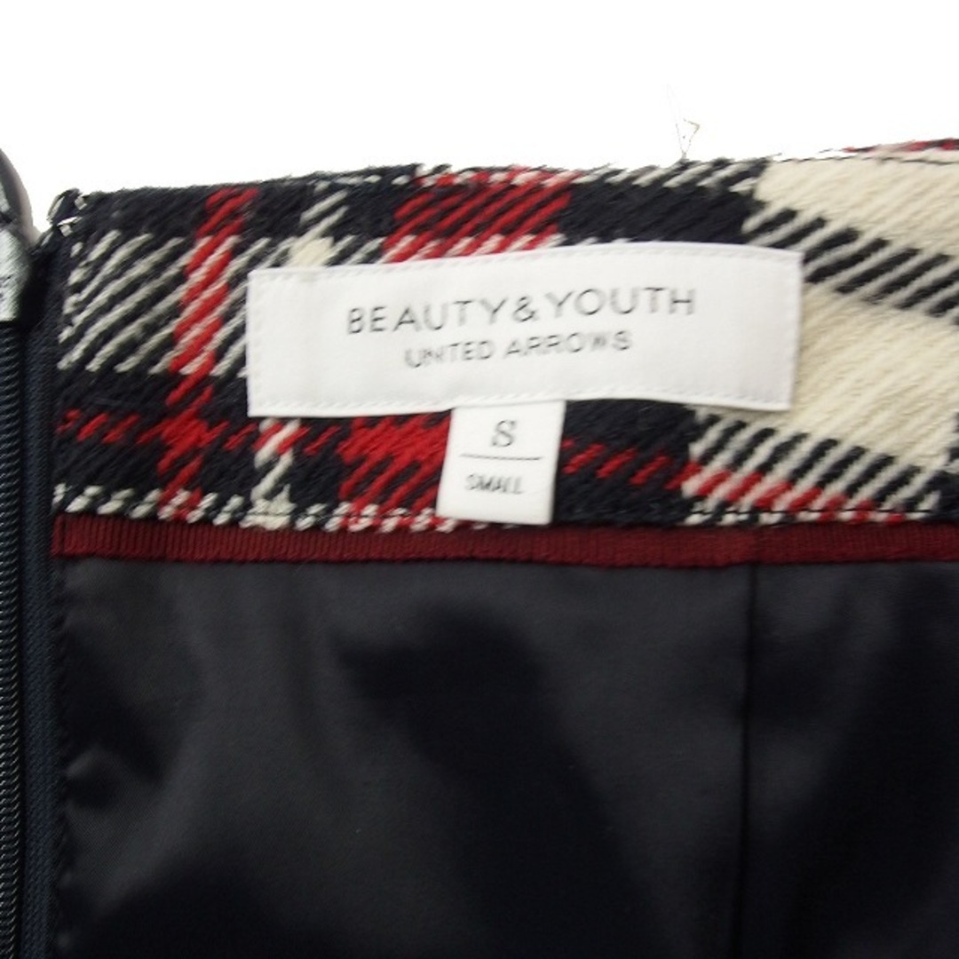 BEAUTY&YOUTH UNITED ARROWS(ビューティアンドユースユナイテッドアローズ)のB&Y ユナイテッドアローズ チェック タイトスカート ロング ミモレ丈 レッド レディースのスカート(ロングスカート)の商品写真