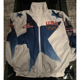 90年代 チャンピオン Champion コーチジャケット USA製 メンズL ヴィンテージ /eaa398702ホワイト系白色柄