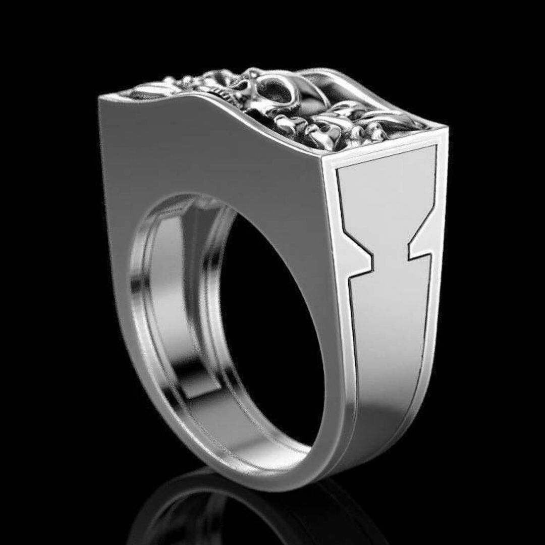 【R070】リング　メンズ　指輪　シルバー　髑髏　骸骨　スカル　20号 メンズのアクセサリー(リング(指輪))の商品写真