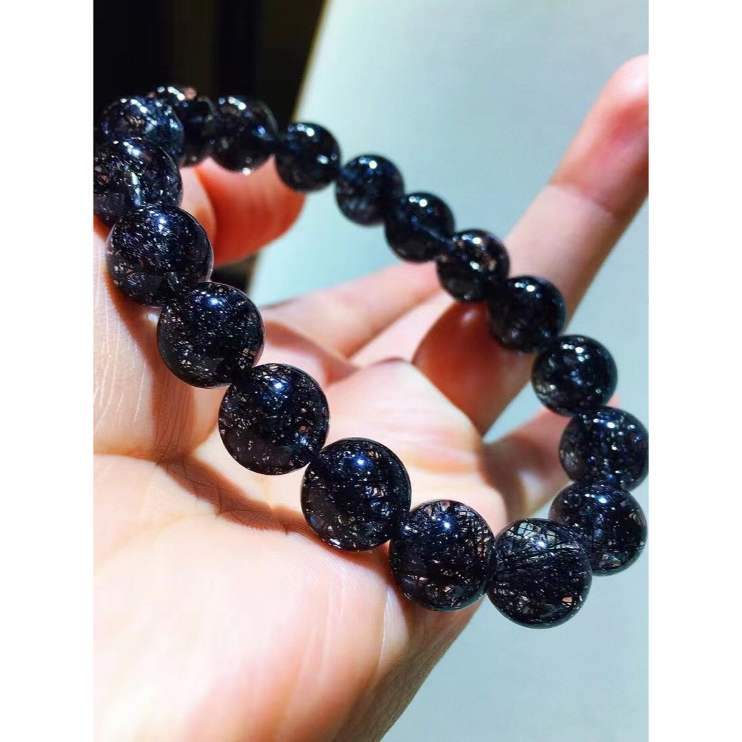 高級】ブラックルチルクォーツ ブレスレット13.3mm - アクセサリー 高級】ブラックルチルクォーツ ブレスレット13.3mm - アクセサリー