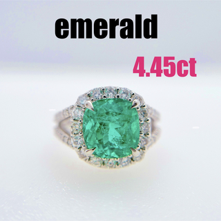 天然エメラルド4.45ct  天然ダイヤモンド1.10ct  pt900 リング(リング(指輪))