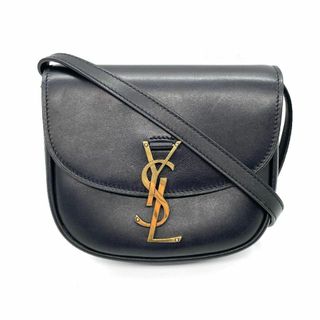 イヴサンローラン(Yves Saint Laurent)の美品 イヴサンローラン　カイア ショルダーバッグ ブラック 黒　レザー ロゴ(ショルダーバッグ)