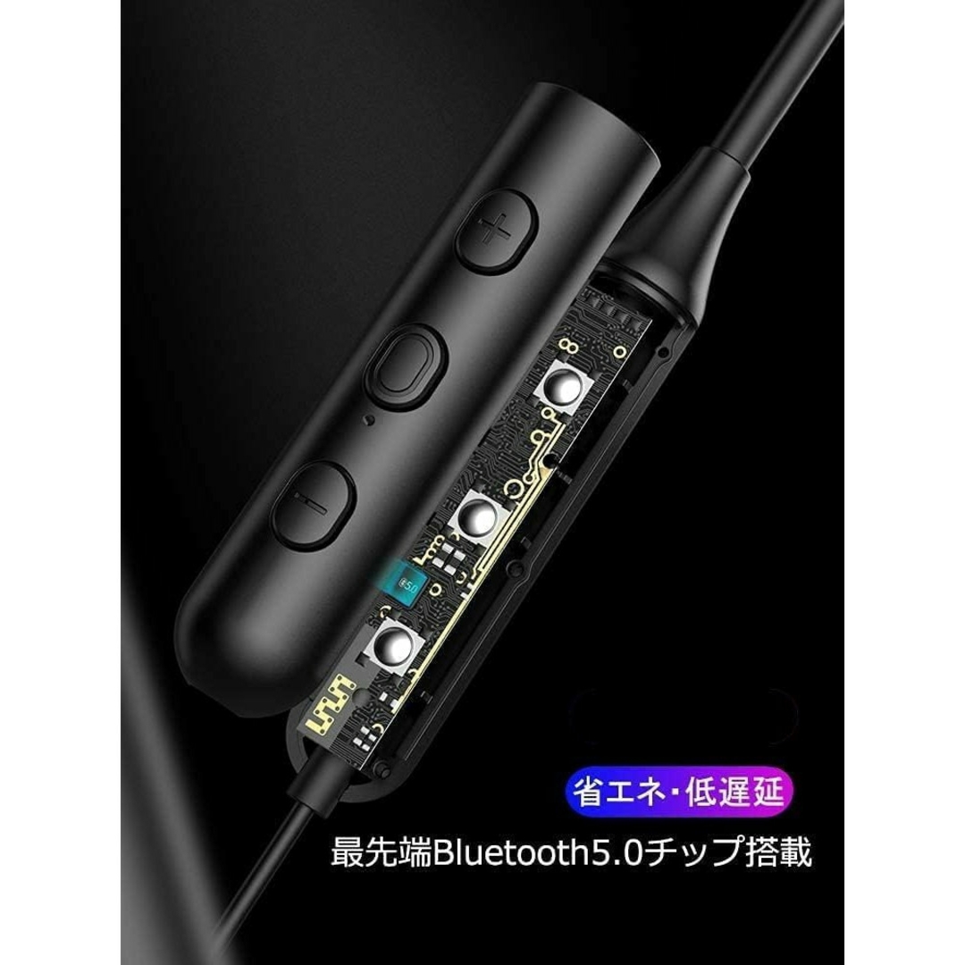 2024年新型 Bluetooth 5.0 B ネックバンド ワイヤレスイヤホン スマホ/家電/カメラのオーディオ機器(ヘッドフォン/イヤフォン)の商品写真