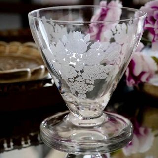 バカラ(Baccarat)の極希少★美品オールドバカラBACCARATブーケ★白ワイングラス★シュヴァリエ作(グラス/カップ)