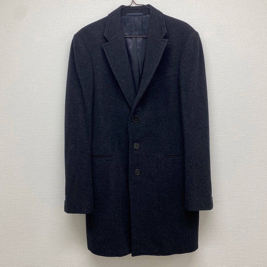 ARMANI COLLEZIONI(アルマーニ コレツィオーニ)の極美品 自宅保管 アルマーニ ヴァージン ウール コート ダークグレー 50 メンズのジャケット/アウター(チェスターコート)の商品写真