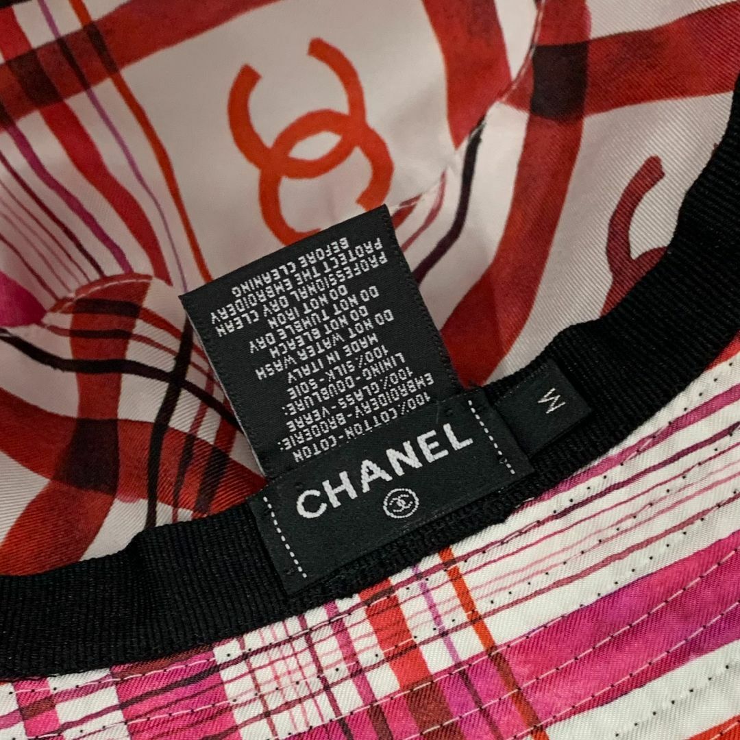 CHANEL(シャネル)の8616 シャネル バケットハット ココマーク コットン チェック ブラック レディースの帽子(ハット)の商品写真