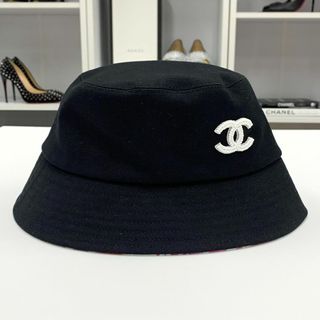 シャネル(CHANEL)の8616 シャネル バケットハット ココマーク コットン チェック ブラック(ハット)