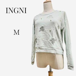 イング(INGNI)の【大人気◎】INGNI　フラワー柄ニット　シアーデザイン　M　ミントグリーン(ニット/セーター)