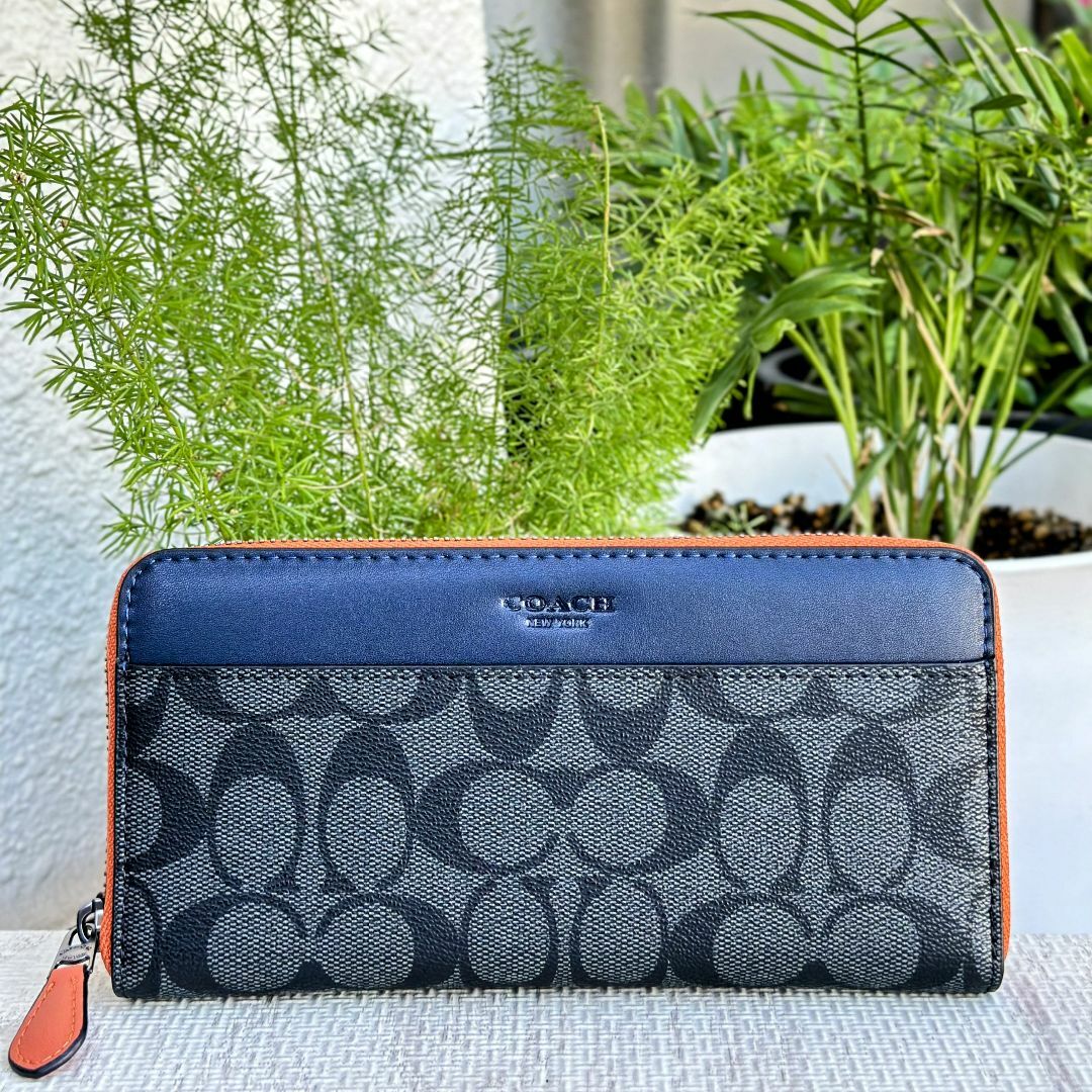 COACH - コーチCoach F25517 長財布シグネチャーブラックオレンジ