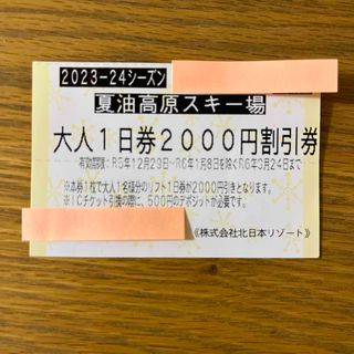 夏油高原スキー場 大人1日券2,000円割引券(ウィンタースポーツ)