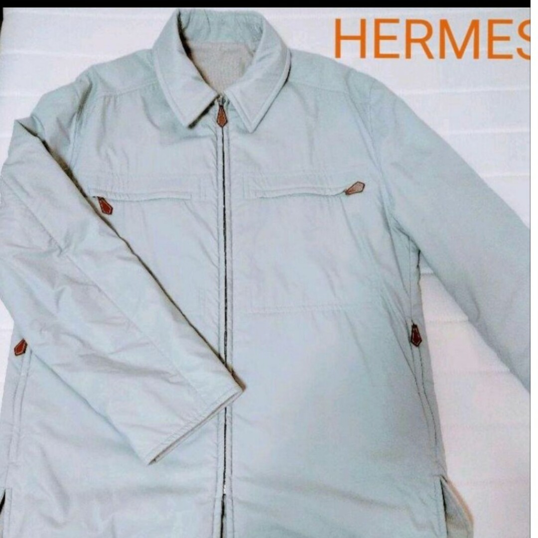 HERMES メンズ カシミヤ リバーシブル ハーフコートLリバーシブルコート