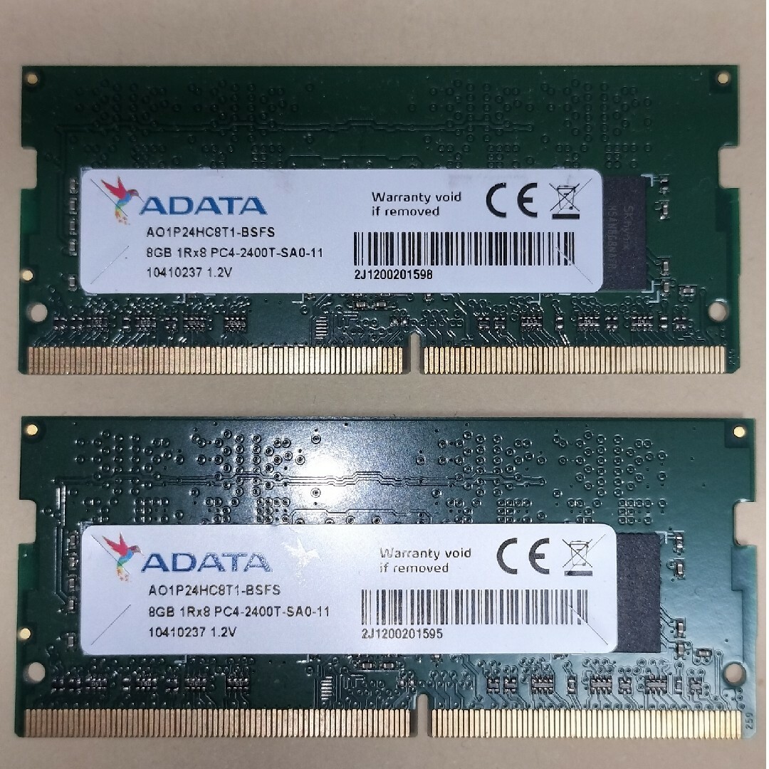 ADATA(アルダータ)のDDR4 2400 sodim 8GB×2=16GB スマホ/家電/カメラのPC/タブレット(PCパーツ)の商品写真