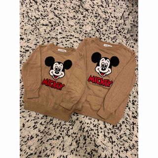 グローバルワーク(GLOBAL WORK)のディズニー　ミッキー　お揃いコーデ　子ども　ニット(Tシャツ/カットソー)