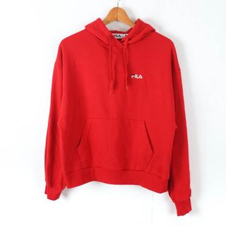 フィラ(FILA)のフィラ 長袖パーカー プルオーバー スウェット スエット スポーツウエア レディース Fサイズ レッド FILA(パーカー)