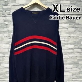 エディーバウアー(Eddie Bauer)のEddie Bauer　ニット　セーター　Uネック　ネイビー　USA古着　00s(ニット/セーター)