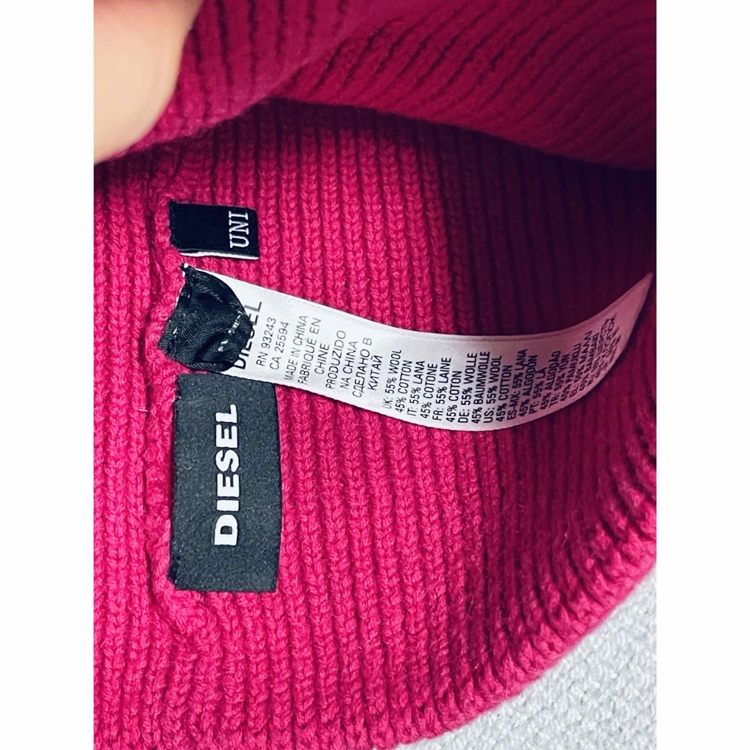 DIESEL - ほぼ未使用 ディーゼル ニット帽 ロゴ ピンクの通販 by DIESEL - ほぼ未使用 ディーゼル ニット帽 ロゴ ピンクの通販 by