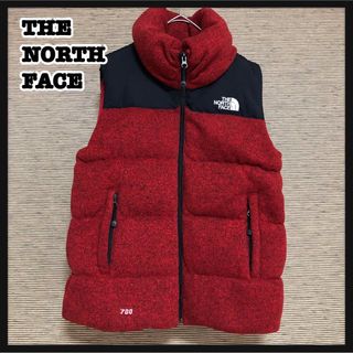 ザノースフェイス(THE NORTH FACE)のノースフェイス】ダウンベスト　黒赤グース　700　刺繍ワンポイントロゴヌプシK4(ダウンベスト)