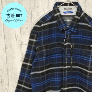 エディーバウアー(Eddie Bauer)のエディバウアー　カバーオール　ブロックチェック　古着　ジップポケット　青(カバーオール)