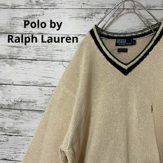 ポロラルフローレン(POLO RALPH LAUREN)のPolo by Ralph Lauren ニットセーター ライン Vネック 古着(ニット/セーター)