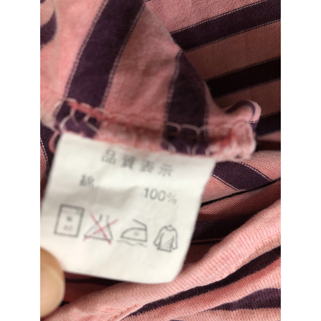 ボーダー切替半袖Tシャツピンク レディースのトップス(Tシャツ(半袖/袖なし))の商品写真