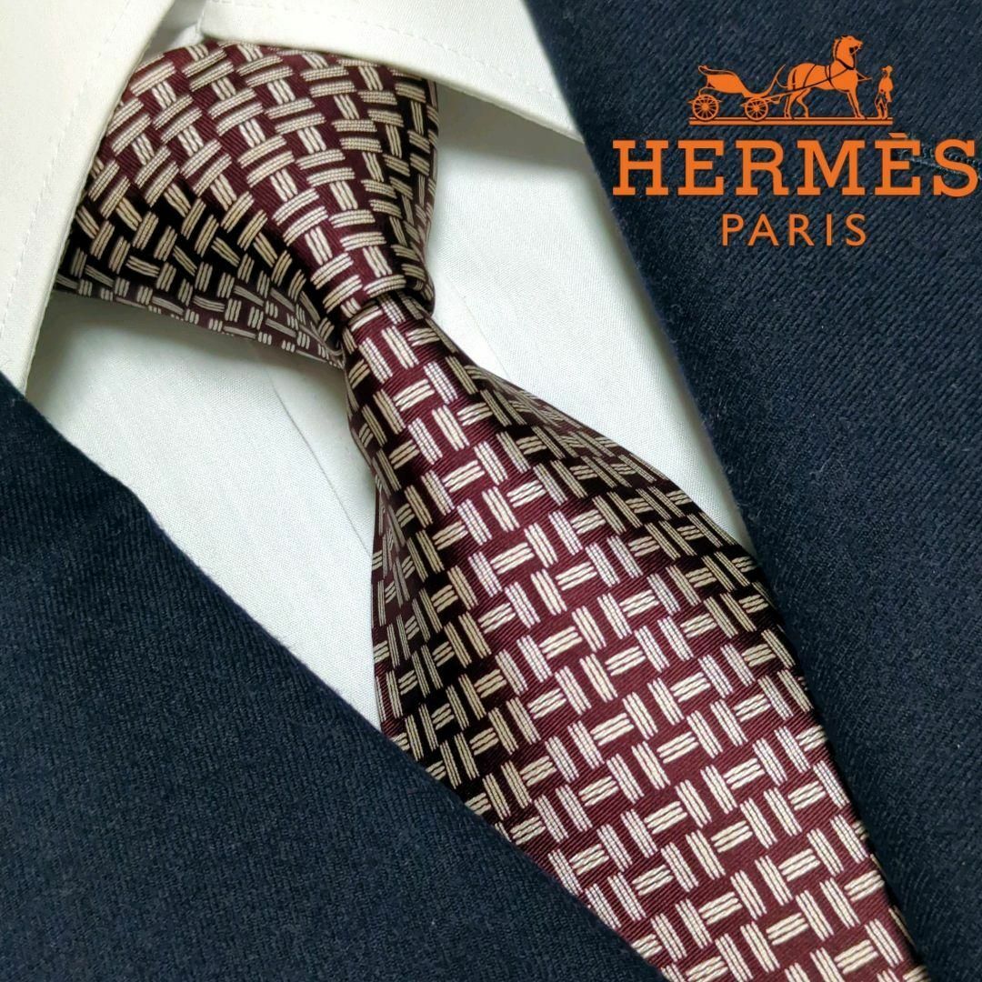 Hermes - エルメス ネクタイ H柄 ファソネ ハイブランド 高級シルク