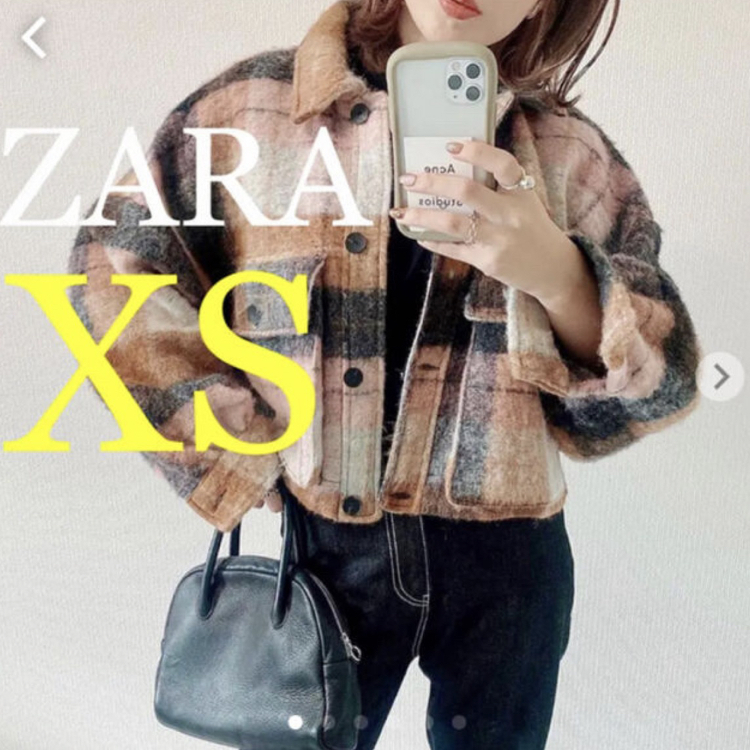 ZARA(ザラ)の【ZARA】ザラ クロップド丈チェック柄ジャケット レディースのジャケット/アウター(ブルゾン)の商品写真
